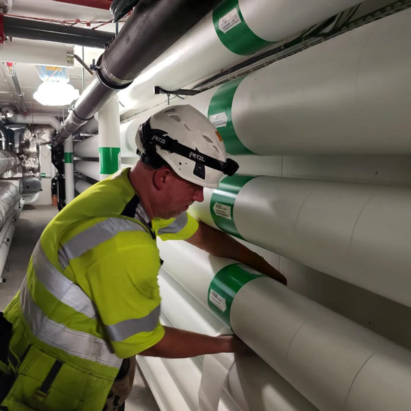 Märkning för drivt av ventilationsrör.